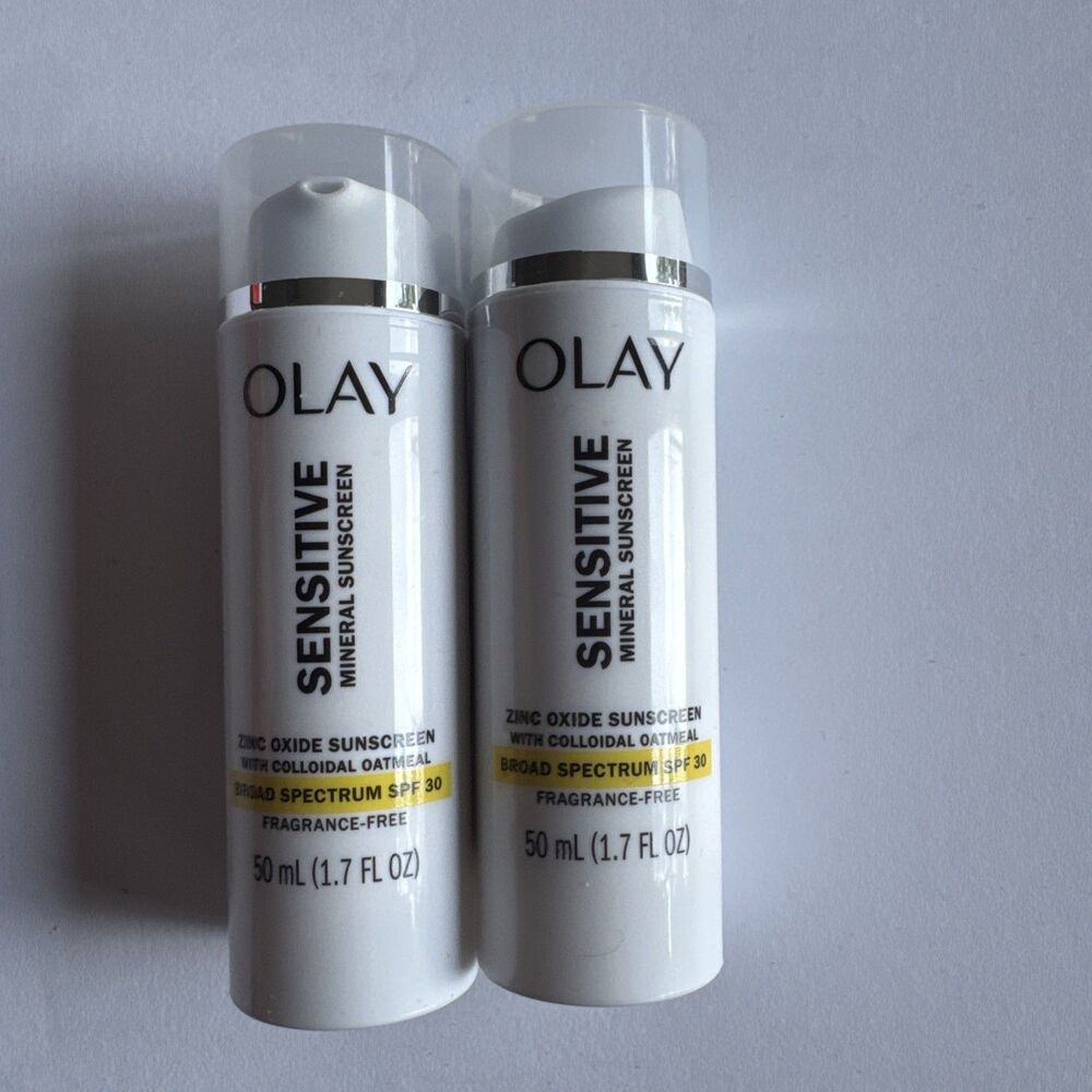 OLAY SENSITIVE MINERAL SUNSCREEN ZINC OXIDE SPF30 1.7 OZ LOT OF 2